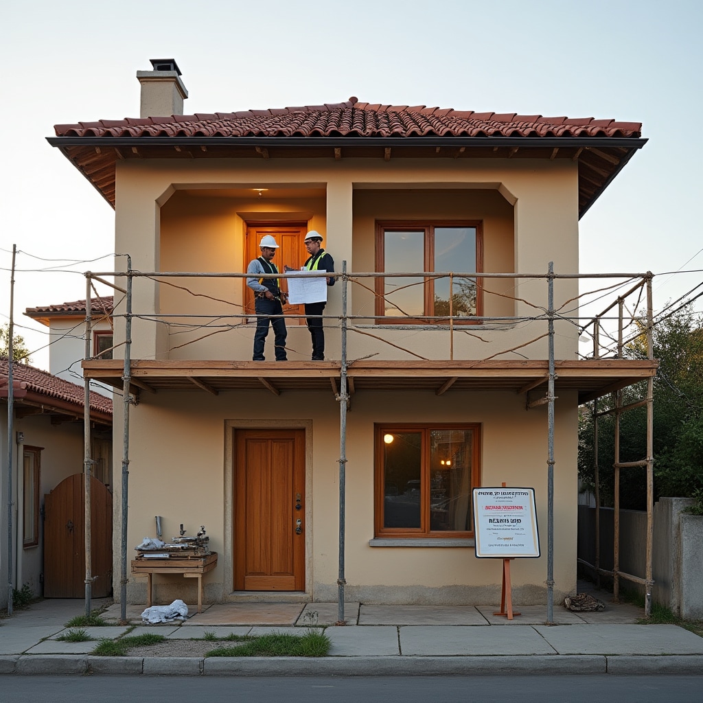 Residential property with second floor addition under construction